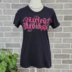 Harley Davidson Black Widow Rhinestone T-Shirt Women's‎ M Port Charlotte Florida